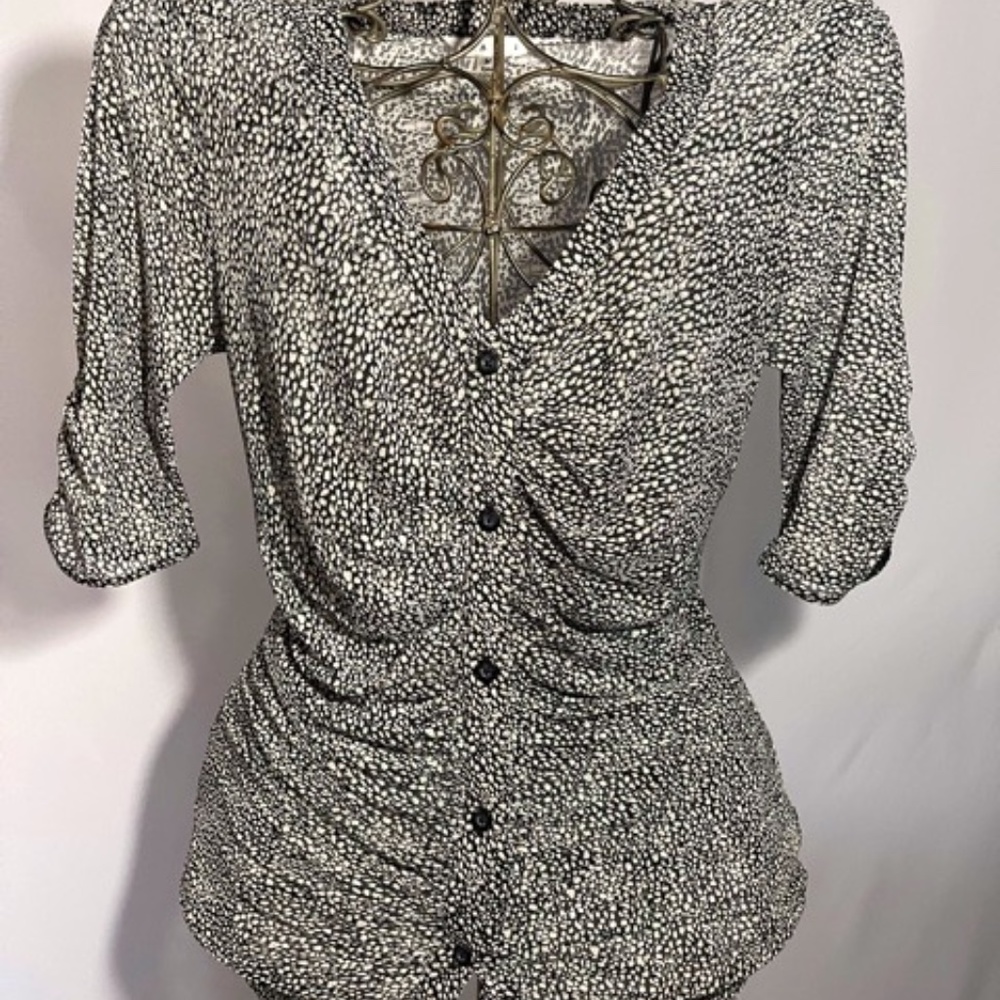 3/4 Sleeve Pebble Stone Print CAbi Top
